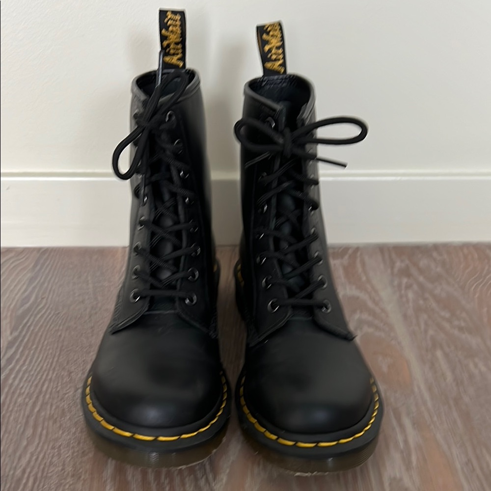 Doc Martens Black Boots with Yellow Stitching